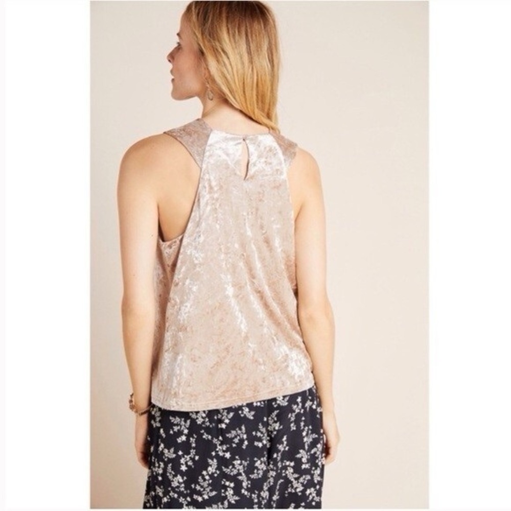 Anthropologie Porridge Jessi Neutral Sleeveless Velvet Top Size Medium NWT - Picture 10 of 10